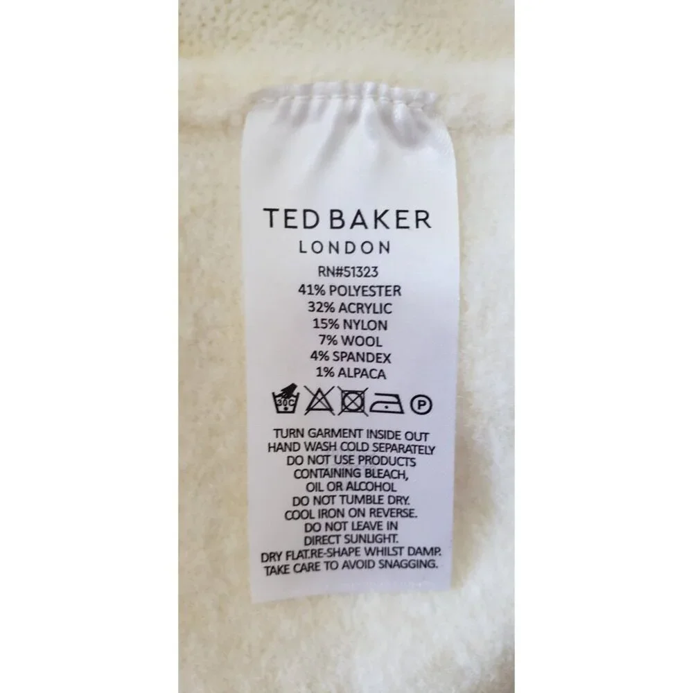 NWT TED BAKER LONDON JACKYARD FLOWER CREWNECK SWEATER SOFT MARSHMALLOWS MEDIUM - Picture 7 of 8